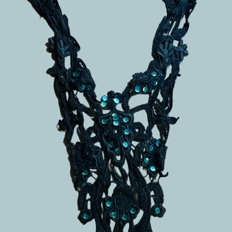 10 Large dark turquoise motif with sequins 50cm x 15cm clearance