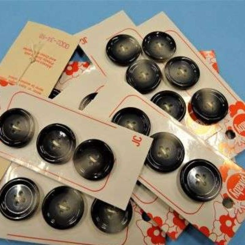 10 cards of dark grey / mid grey 4 hole buttons with 3 on each card 21mm clearance Pikaby Brand Vintage