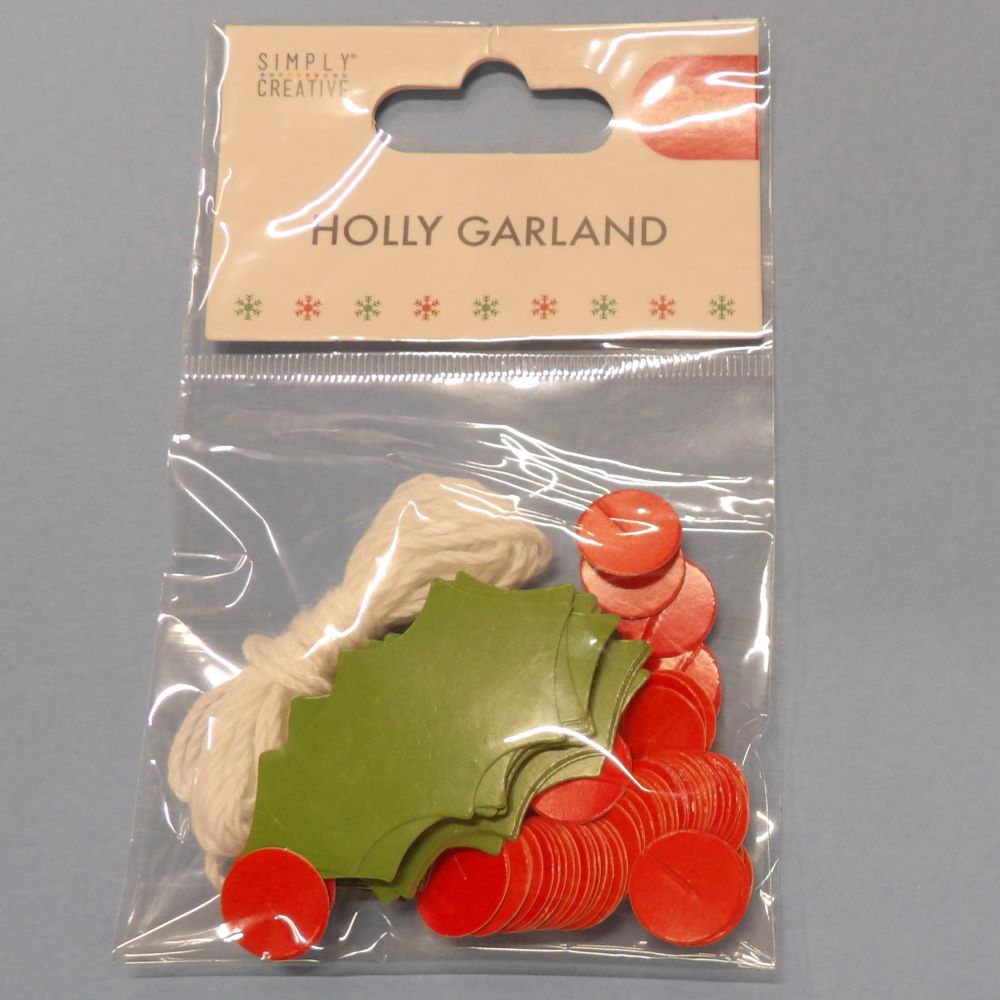 6 Cards of kit to make 14mm red card berries and 50mm green card leaves garlands each 2 metres long Simply Creative Brand