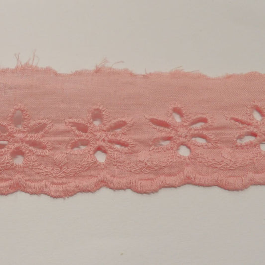 8.5 metres of candy pink broderie anglaise 45mm wide clearance