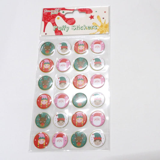 6 Sheets of 24 Christmas Puffy Stickers size 23mm