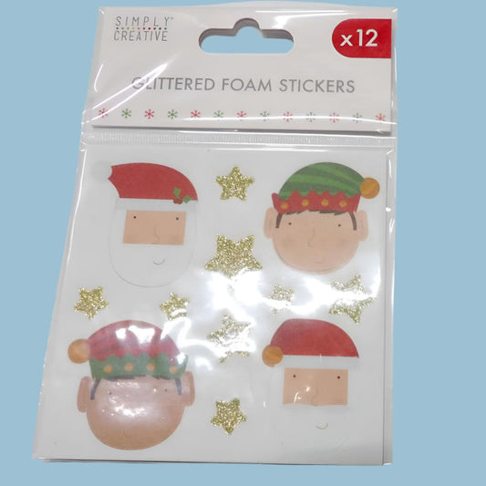 6 Cards of Christmas Glitter Foam Stickers Characters Simply Creative Brand