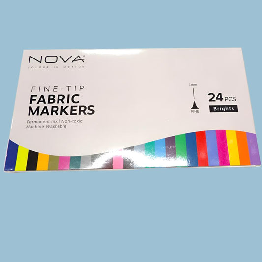 24 colours of fine tip fabric markers Nova Brand