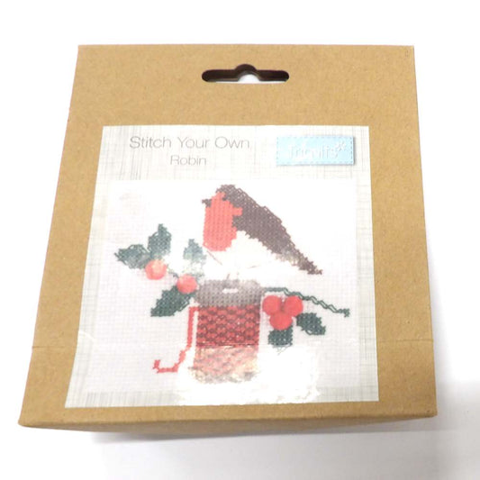 Small Christmas robin cross stitch kit