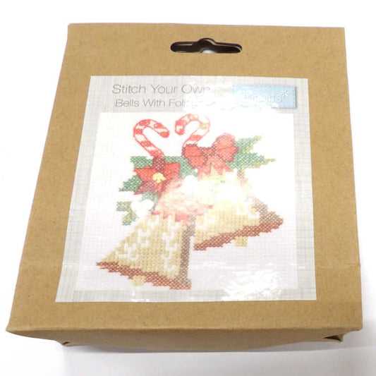 Small Christmas bells and leaves cross stitch kit