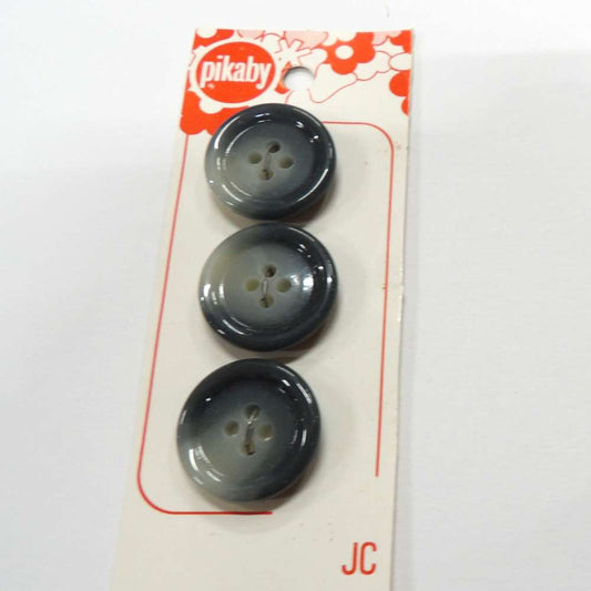 10 cards of dark grey / mid grey 4 hole buttons with 3 on each card 21mm clearance Pikaby Brand Vintage