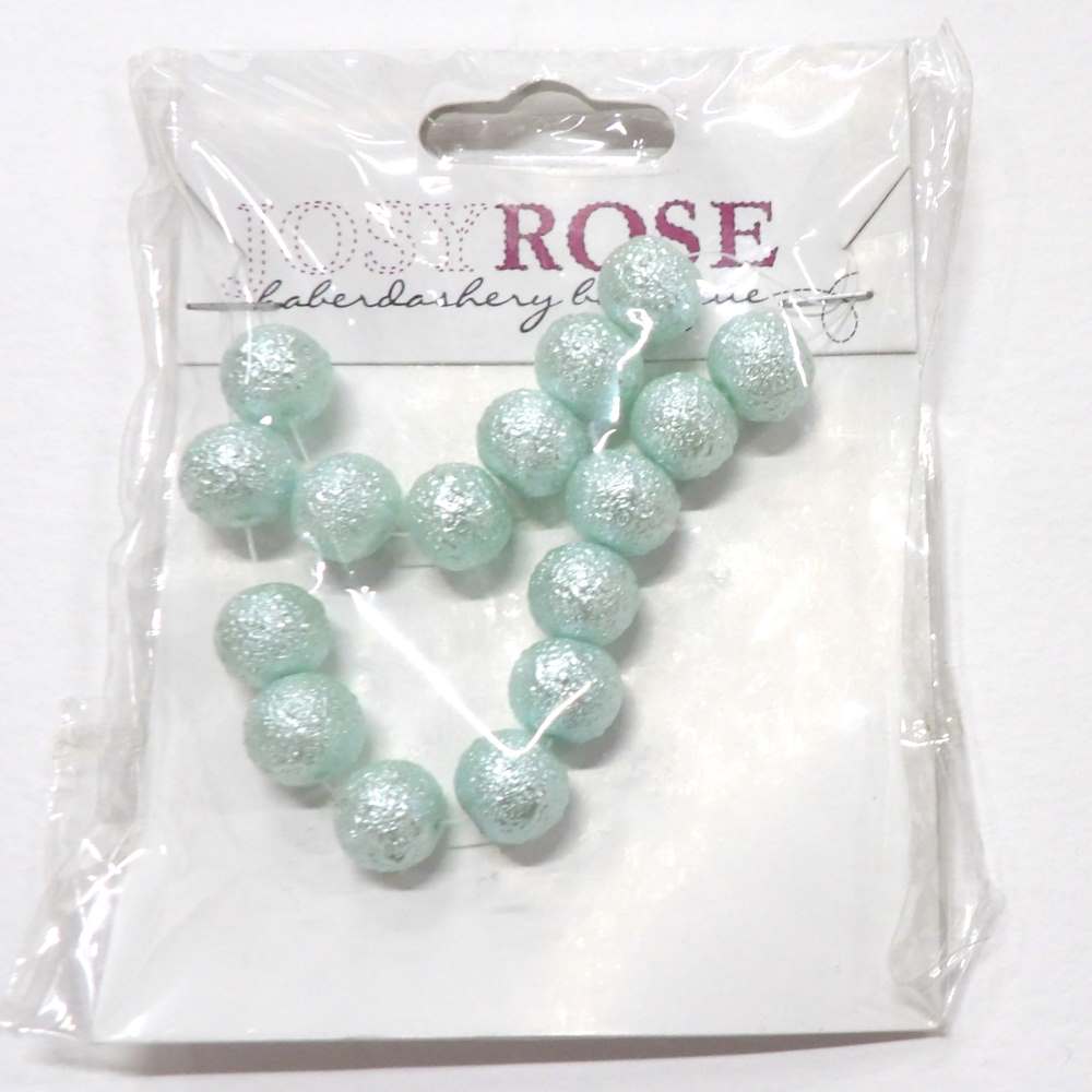 Card of 16 light green shiny beads size 9mm Josy Rose Brand