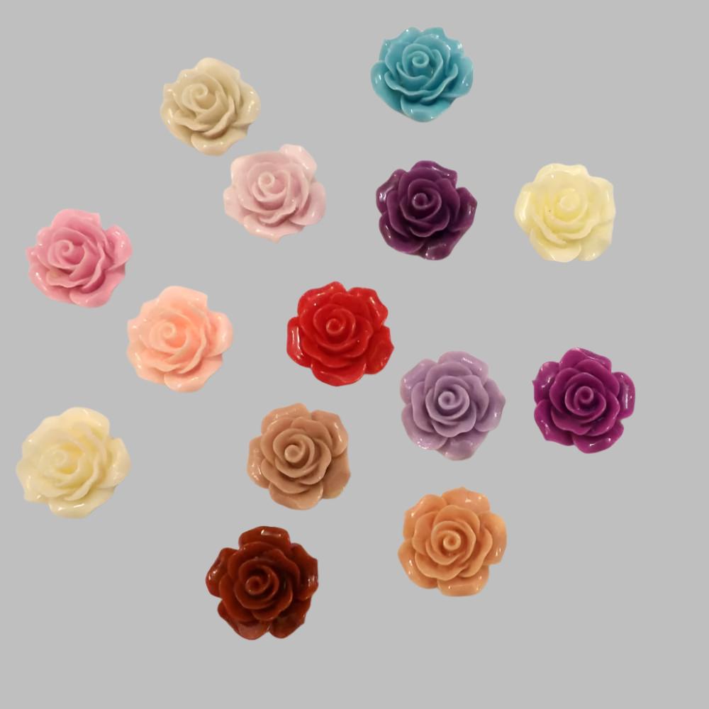 50 Flat Back Resin Roses size 20mm choice of colour clearance