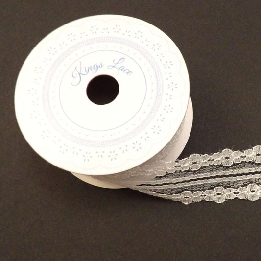 3 metre reel of white nylon daisy lace 27mm wide clearance