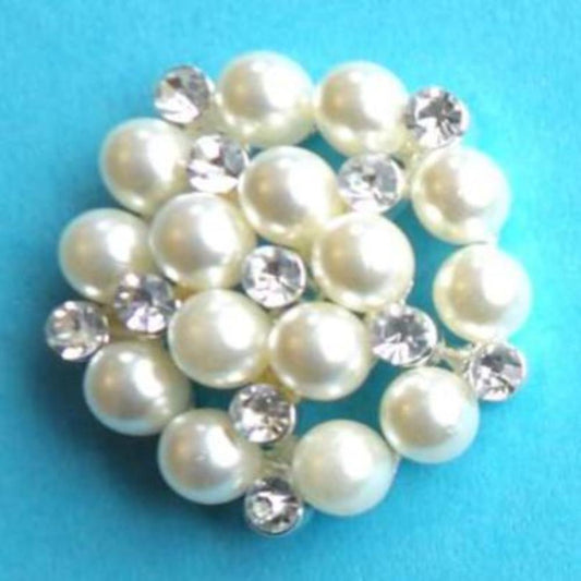 2 Round Pearl and sparkly diamante trims flat back size 40mm clearance