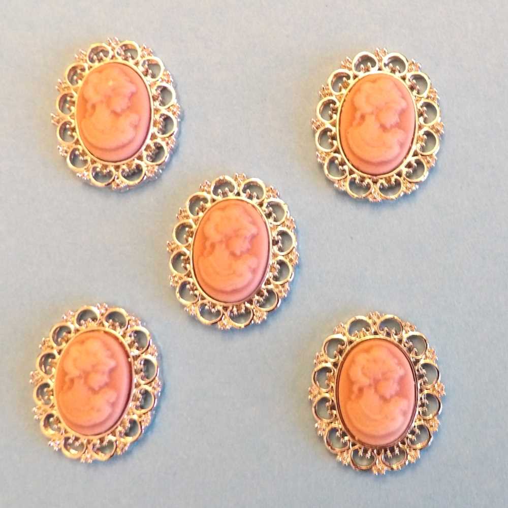 10 Light Dusty Pink Cameo Design with Silver Colour Metal Flat Back Trims size 24mm x 28cm clearance