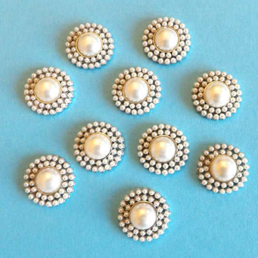 10 Round trim with pearls flat back metal trims size 25mm clearance