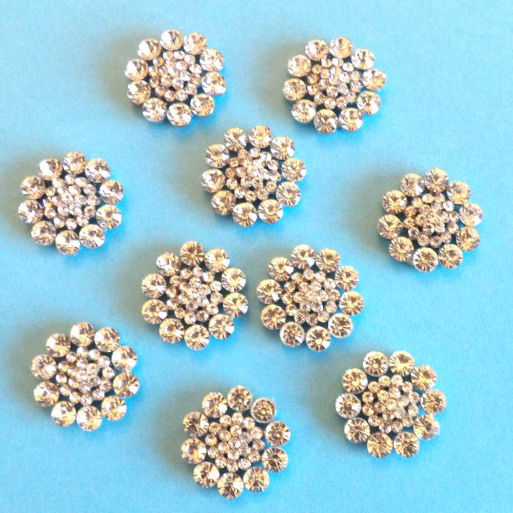 10 flower sparkly diamantes flat back trims size 30mm clearance