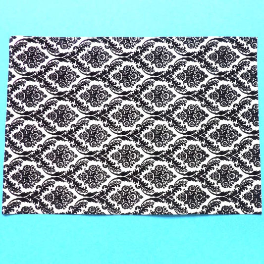 10 sheets of A4 Fancy Paper with raised patten Like Velvet / Flocked black and white design clearance