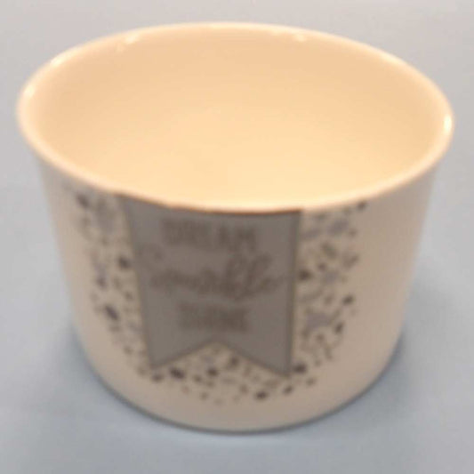 Bone China Made in Staffordshire Candle Holder White With Blue / Silver ' Dream Sparkle Shine' Design size 8cm x 6cm clearance