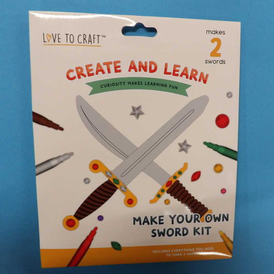 3 Kits to Make 2 Swords  pack size 21cm x 27cm includes 43 stick on gems glue and 5 assorted colour pens