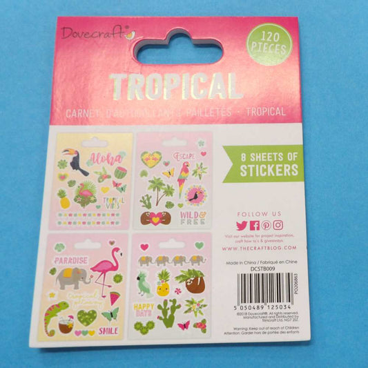 6 Small Books of Stickers Tropical Design Size 13cm x 10cm Dovecraft Brand