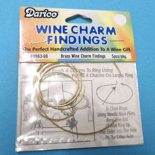 6 Cards of gold colour wire findings for wine glasses to make markers so you know your glass Darice Brand clearance