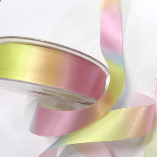 20 metres of single satin ribbon Light Multi Colour 25mm wide