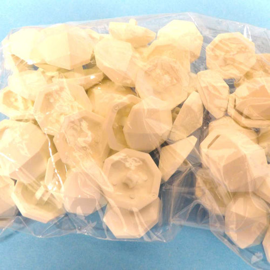 Only One Lot of 60 Large Raw White Shank Buttons Hexagon Facetted Type Shape size 23mm