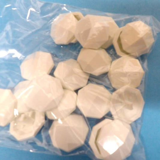 Only One Lot of 20 Large Raw White Shank Buttons Hexagon Facetted Type Shape size 25mm