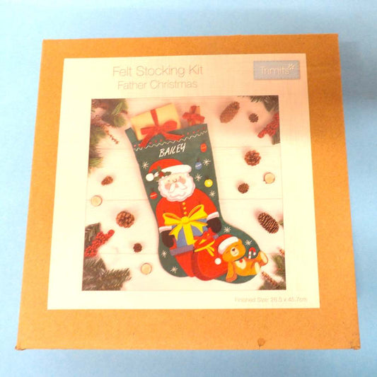 Christmas Santa Stocking kit in hang sell box size 18.5cm kit size approximately 26cm x 45cm