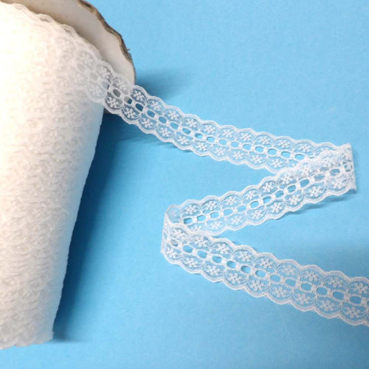 10 metres of pale ivory lace like knitting in lace with flower design 26mm wide clearance