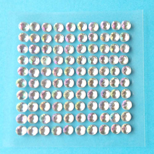 10 squares of Clear diamante type stones Self Adhesive Stickers 100 x 4mm on each clearance