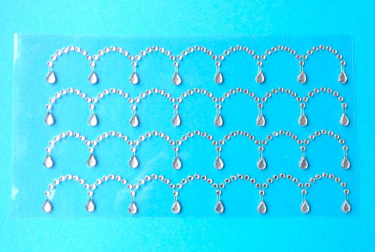 10 Diamante Strips tear drop design Self Adhesive Sticker 18mm wide and 12cm long with 4 strips on each card clearance