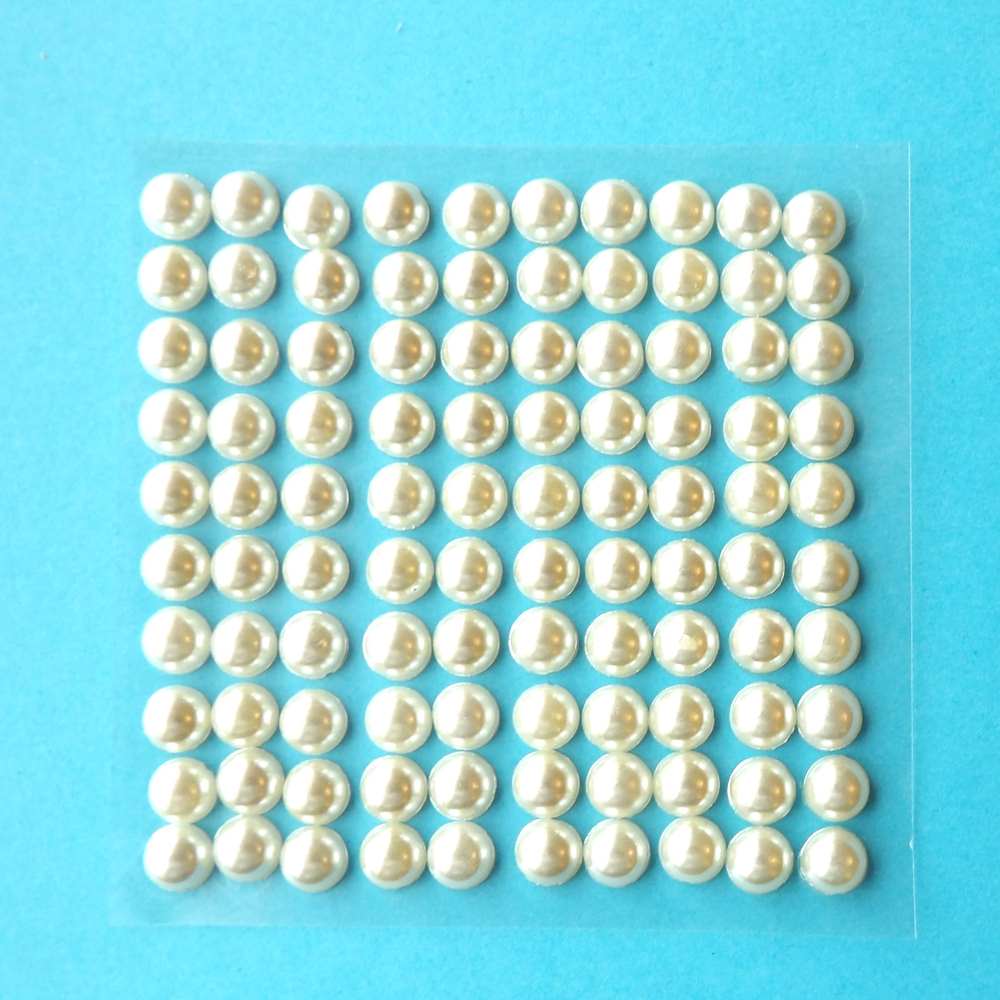 10 squares of Ivory Pearl Self Adhesive Stickers 100 x 6mm on each clearance