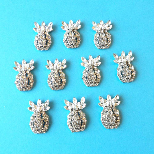 10 Pineapple shape with sparkly diamantes flat back size 25mm x 15mm clearance