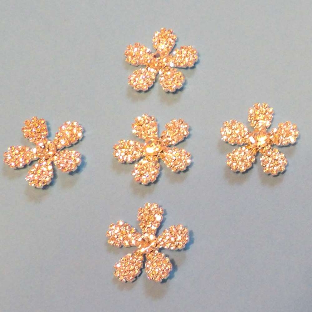 5 flower shape with sparkly diamantes flat back size 32mm clearance