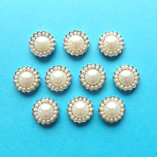 10 Round shape with pearls flat back size 18mm clearance