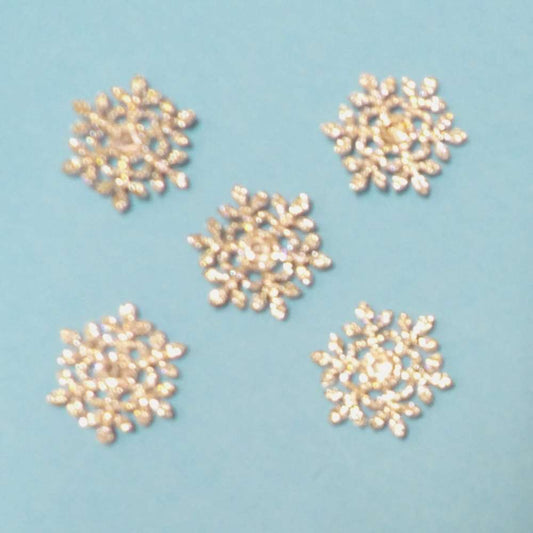 5 Snowflake Design Sparkly Diamante Silver Colour Metal Flat Back Trims size 40mm clearance