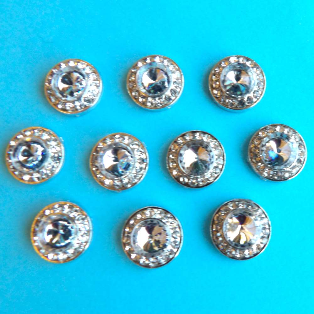 10 Small Round Diamantes Metal Flat Back Metal Trims size 13mm clearance