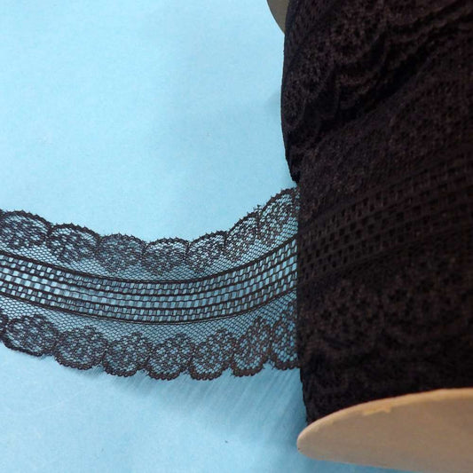 160 metres of Black Double Edged  Lace 55mm wide clearance