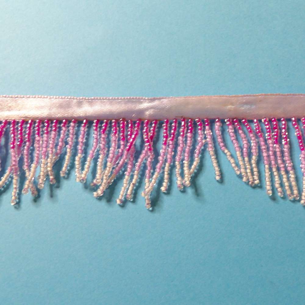 10 metres of Pink and white colour beaded fringing with 9mm ribbon 40mm wide clearance