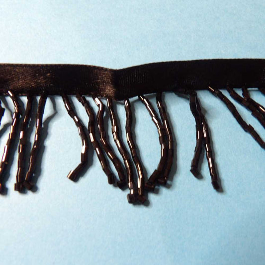 10 metres of Black colour beaded fringing with 9mm ribbon 40mm wide clearance