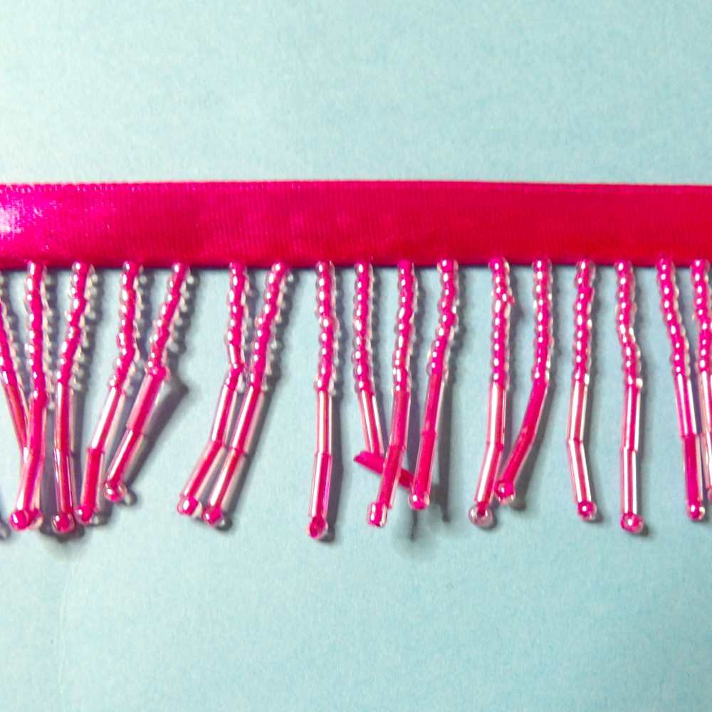 10 metres of Cerise Colour beaded fringing with 9mm ribbon 40mm wide clearance