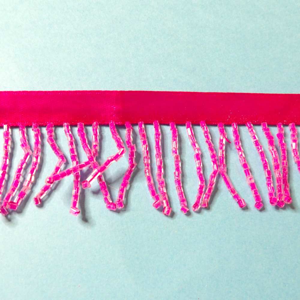 10 metres of Cerise Colour beaded fringing with 10mm ribbon 40mm wide clearance