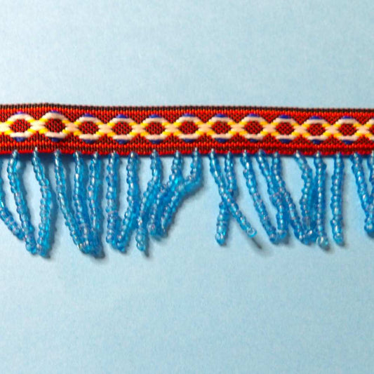 10 metres of  Turquoise beaded fringing with Patterned Braid 30mm wide clearance