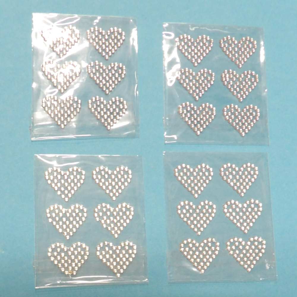 10 packs of 6 Clear Heart Shape Diamantes Self Adhesive Stickers each heart is size 20mm x 18mm clearance