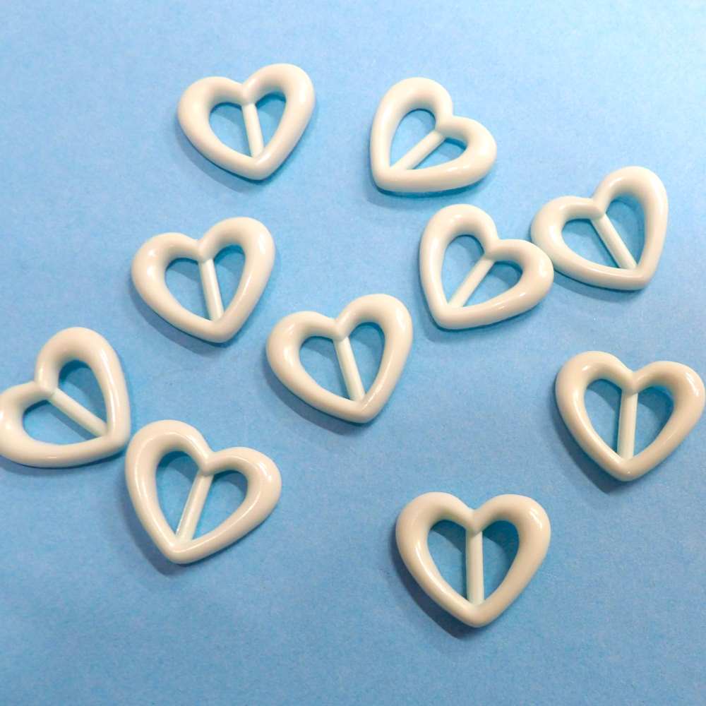 10 Small mint light green heart shape plastic buckles size 25mm clearance