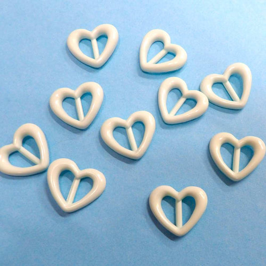 10 Small mint light green heart shape plastic buckles size 25mm clearance