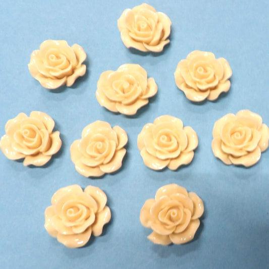 10 Resin Type Cream Roses Flatbacks size 25mm clearance