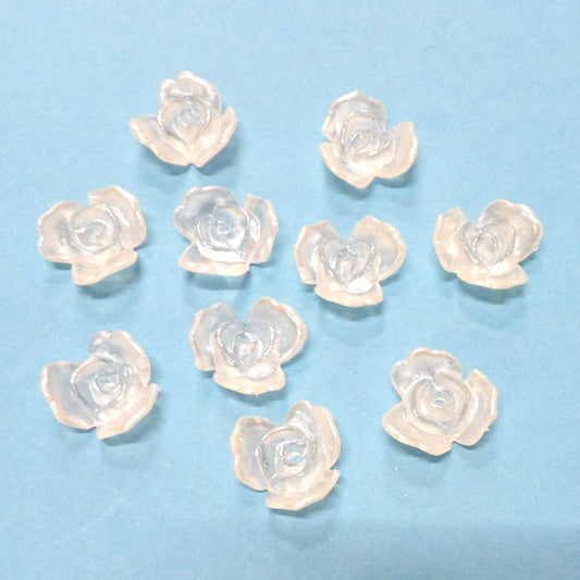 10 Ivory clear Roses Flatbacks with centre hole size 24mm clearance