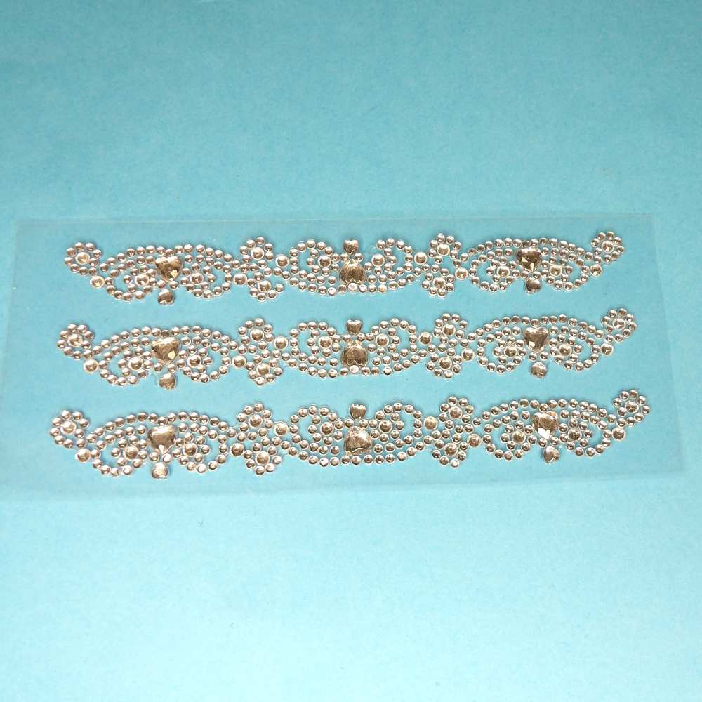 10 Diamante Cluster Embellishment Strips heart design Self Adhesive Sticker 13cm long with 3 strips on each card clearance