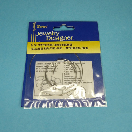 6 Cards of silver colour wire findings for wine glasses to make markers so you know your glass Darice Brand clearance