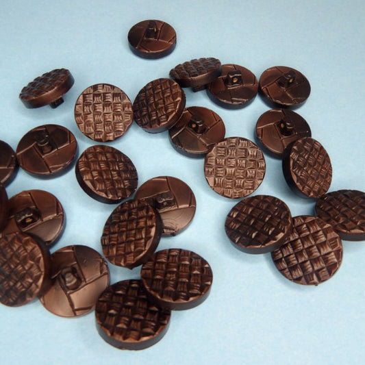 25 dark brown textured shank buttons size 23mm clearance