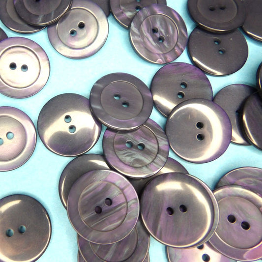25 large dark purple multi colour shiny 2 hole buttons  23mm clearance